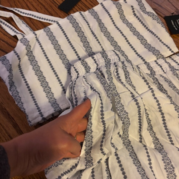 Lulus Cheerful Season Ivory Striped Two-piece Midi Dress With Pockets White NWT - Picture 5 of 10